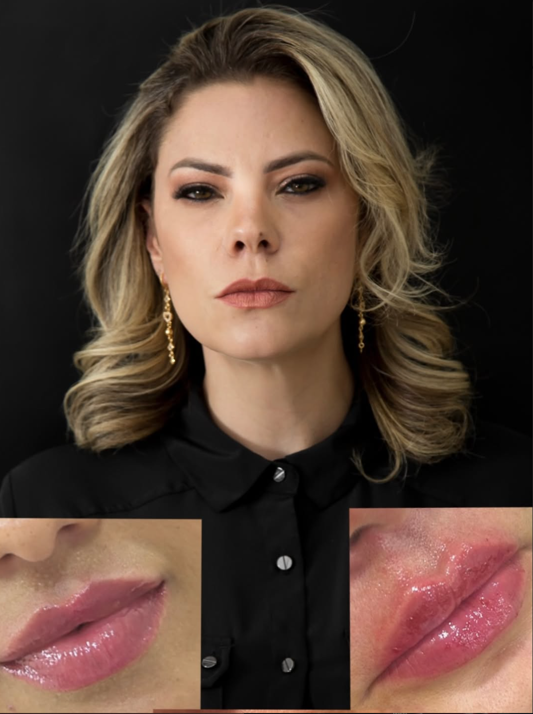 Resultado preenchimento labial — antes e depois